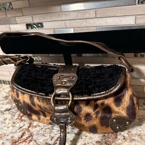 Nine West Leopard Print Faux Fur Shoulder Bag Sample